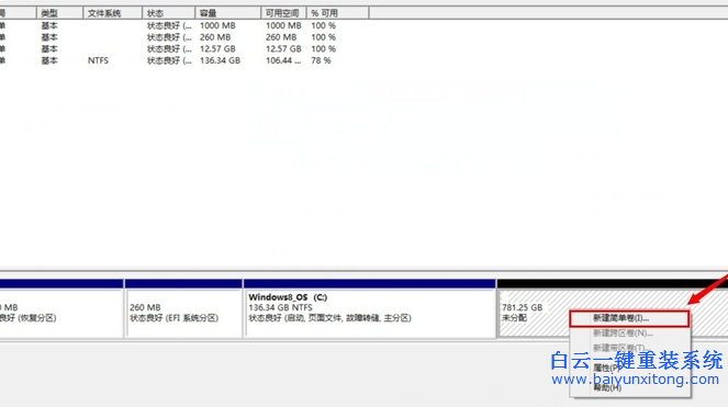 筆記本,自帶,win8,只,有一個,盤,怎么,分區,步驟