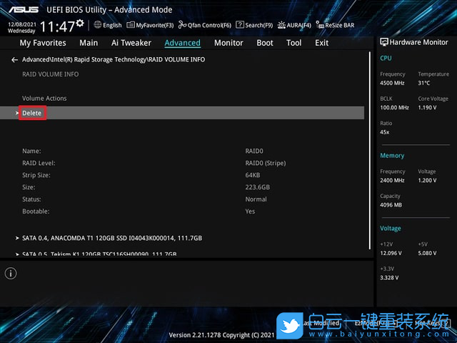 華碩主板,Z690主板,RAID,BIOS步驟